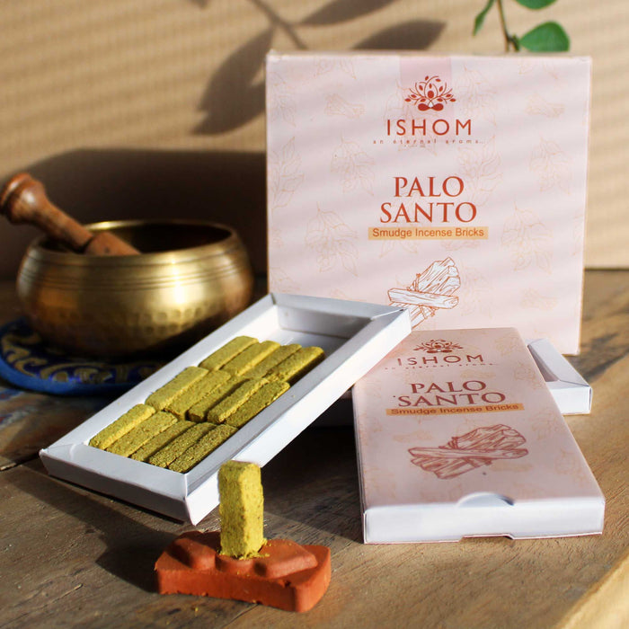 ISHOM Incense Smudge Bricks and Burner - Palo Santo