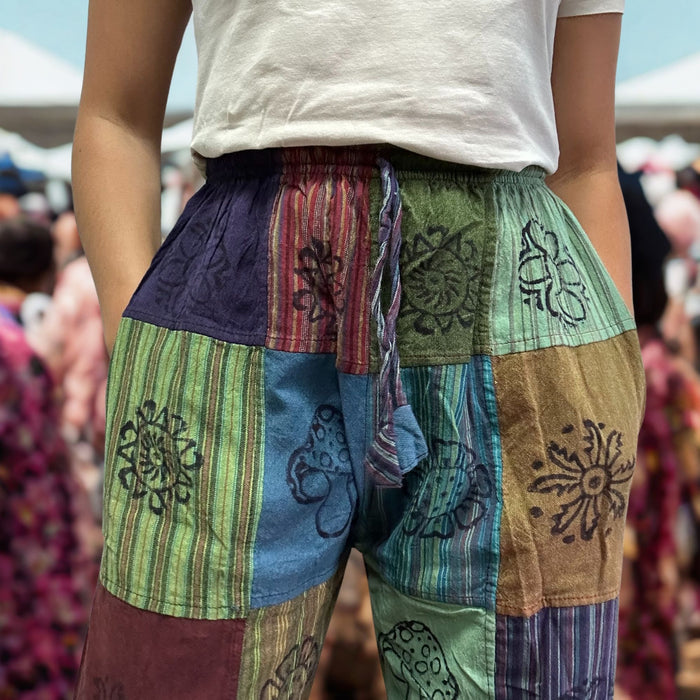 Patchwork-Hose - Grün - S/M