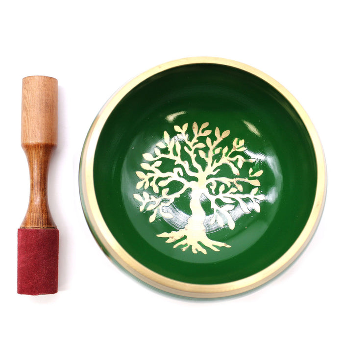 Large Tree of Life Singing Bowl Set - Green