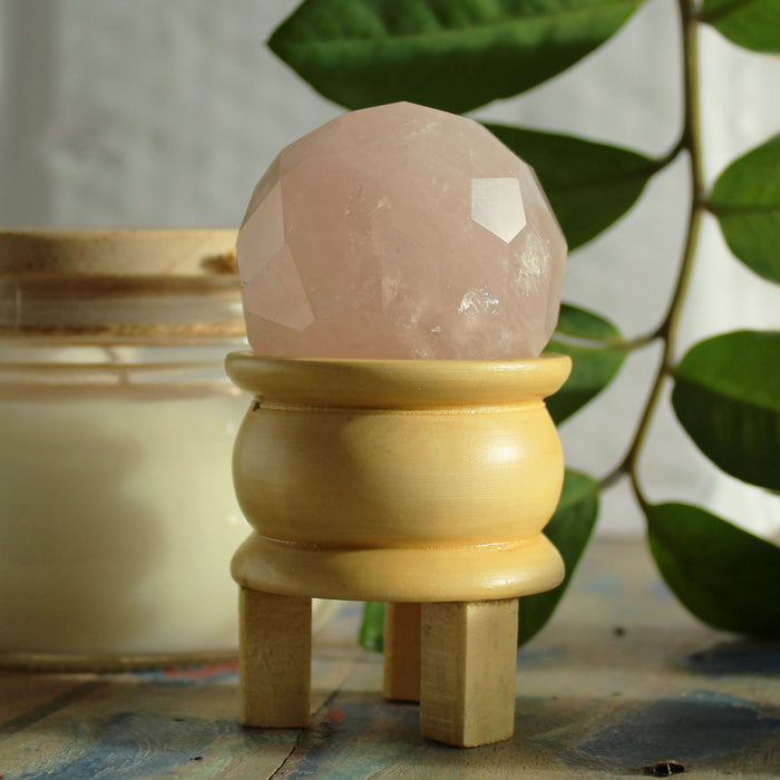 Faceted Gemstone Healing Ball - Rose Quartz