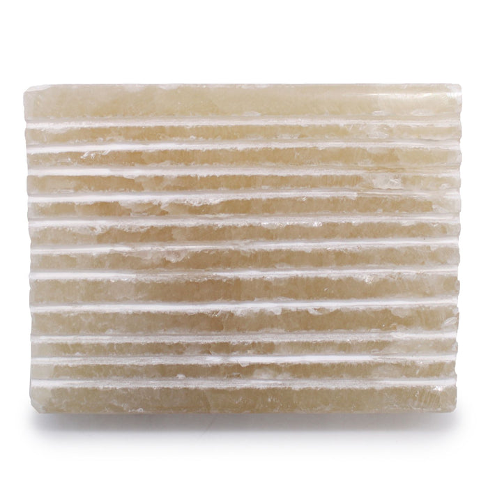 Seifenschale aus Stein – quadratisch, Honig-Onyx