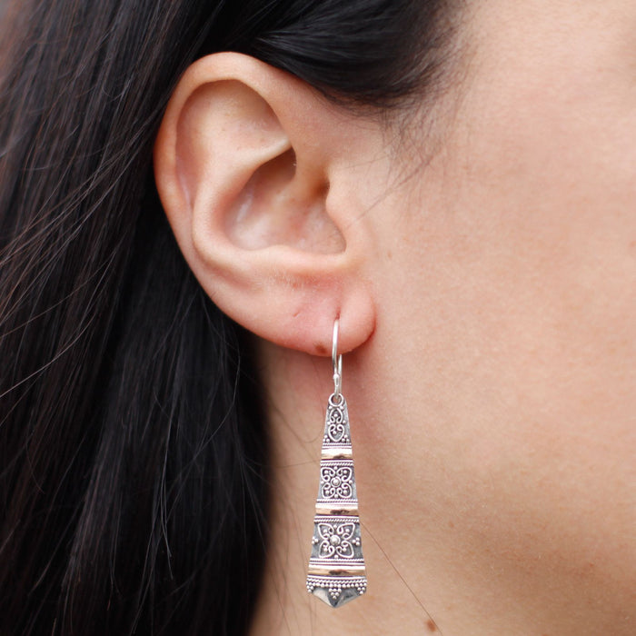Sterling Silver & 18ct Gold Earrings - Tribal Drops