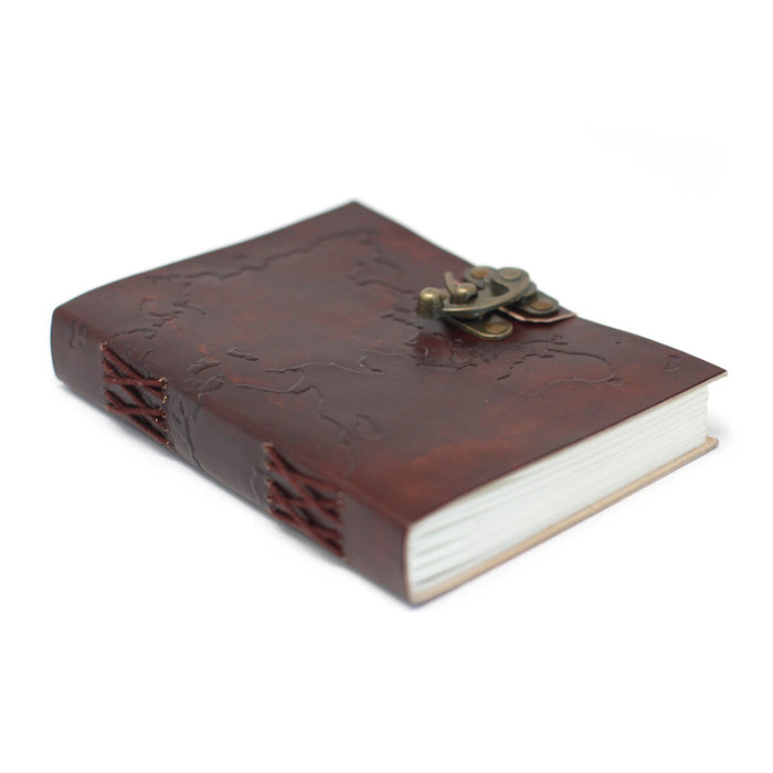 Leder Notizbuch – Weltkarte (18x13 cm)
