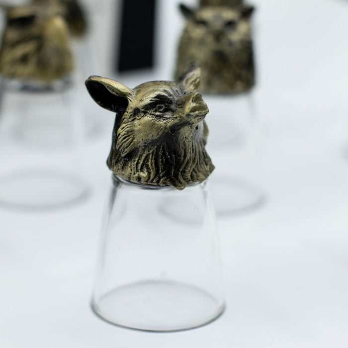 Coffret de 12 verres à shot (25ml) 'Bottoms Up' - Créatures de la Forêt & Mystiques, Bronze Antique