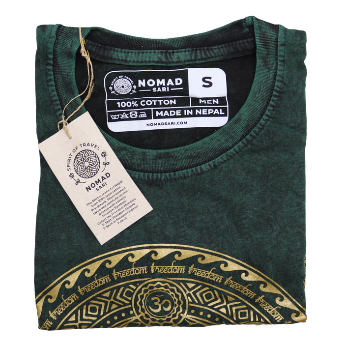 Stonewashed Baumwoll-T-Shirt – Chakra, Grün (Small)