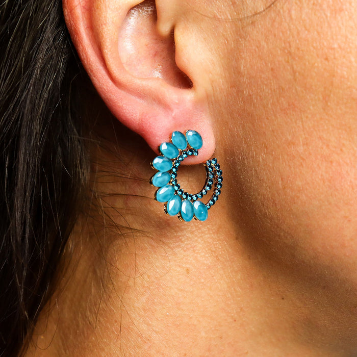 Nymph Aurora Glass Earrings - Loop, Teal Green