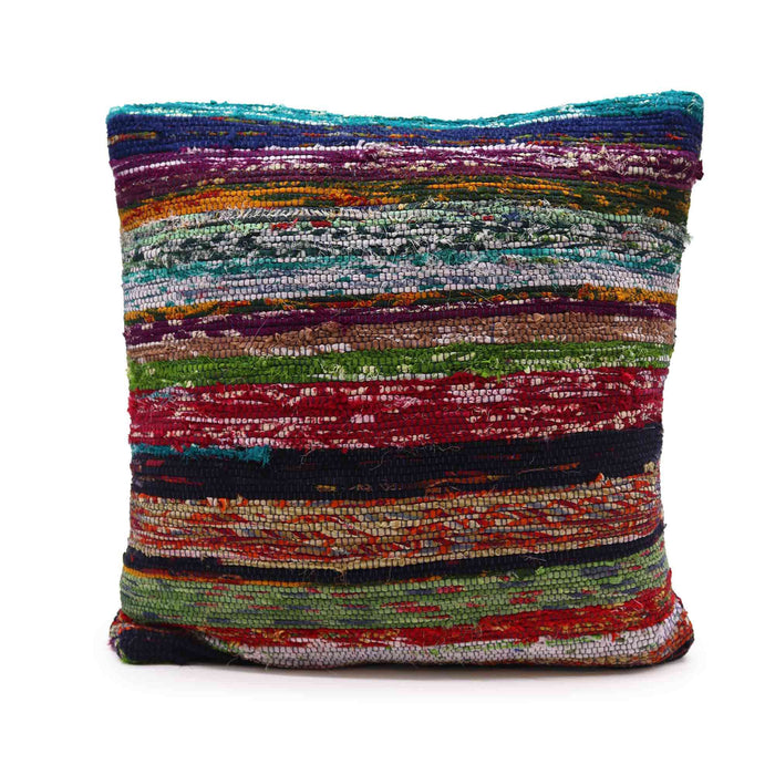 Rag Rug Cushion Cover - Aqua Blues