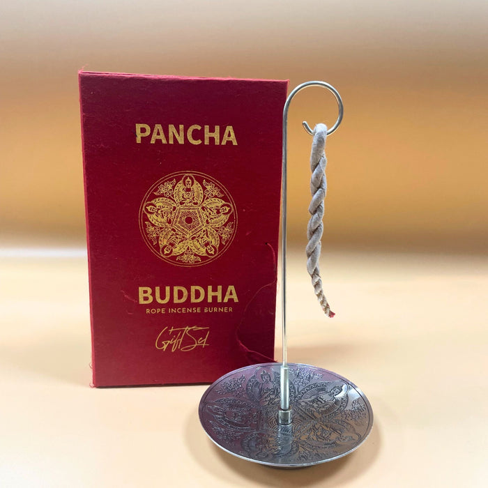 Räucherseil und versilberter Halter Set – Pancha Buddha