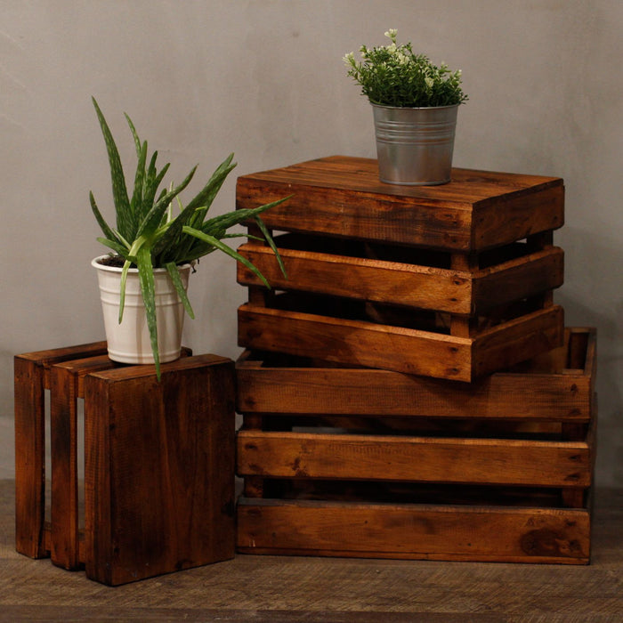 Aufbewahrungskisten aus Holz – Braun, 3er-Set