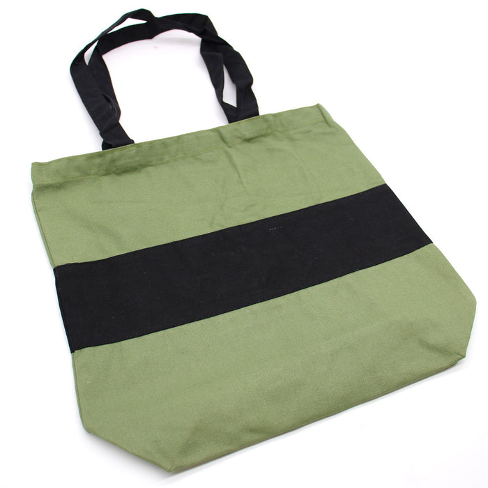 Two Tone Cotton Bag - Green & Black