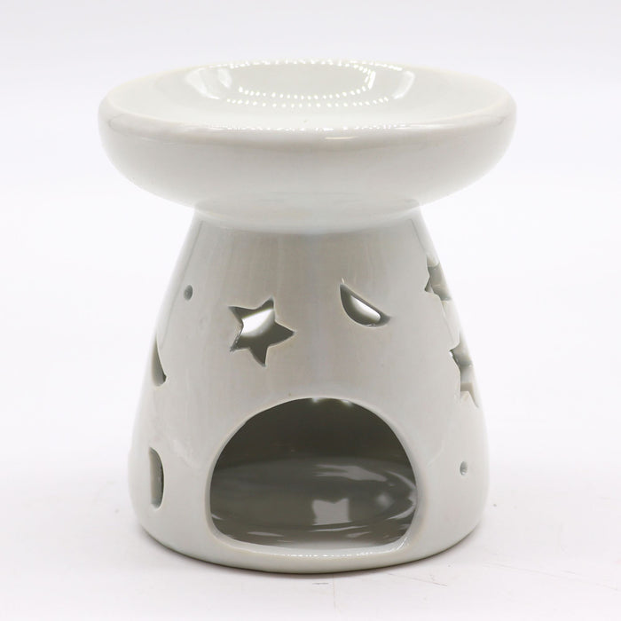 Duftlampe aus Keramik – Mond & Sterne, Weiß