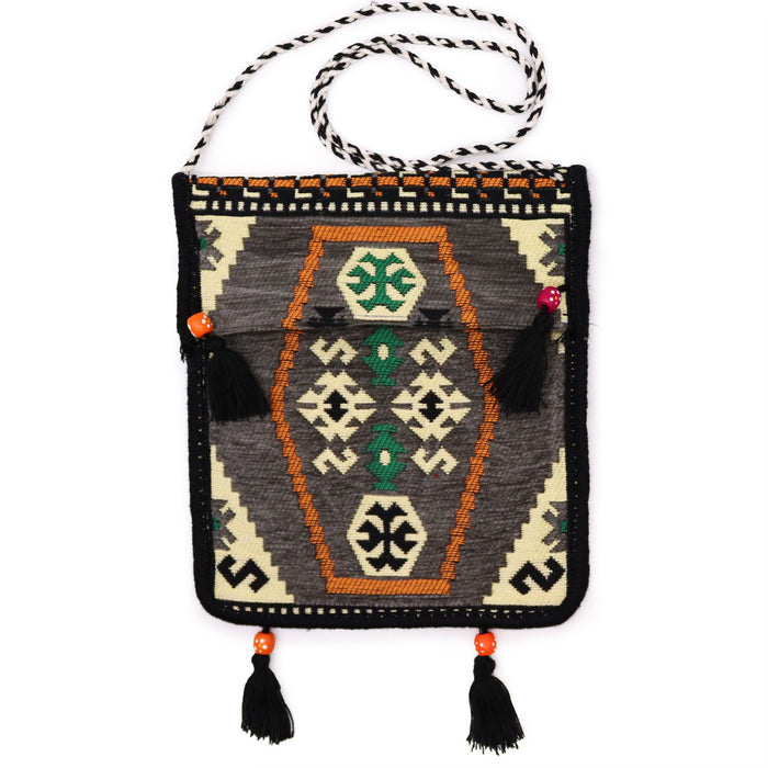 Kilim Sommer-Umhängetasche – Hellgrau