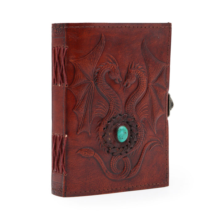 Leder Notizbuch - Zwei Drachen (18x13 cm)