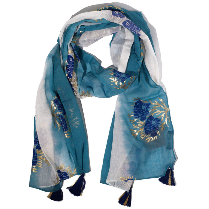 Sommerschal – Aqua-Fisch, Meeresblau