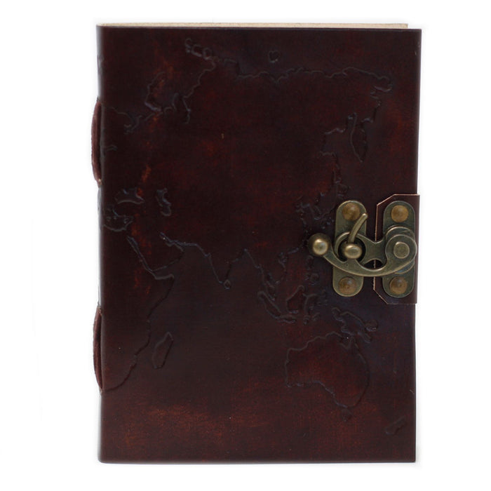 Leder Notizbuch – Weltkarte (18x13 cm)