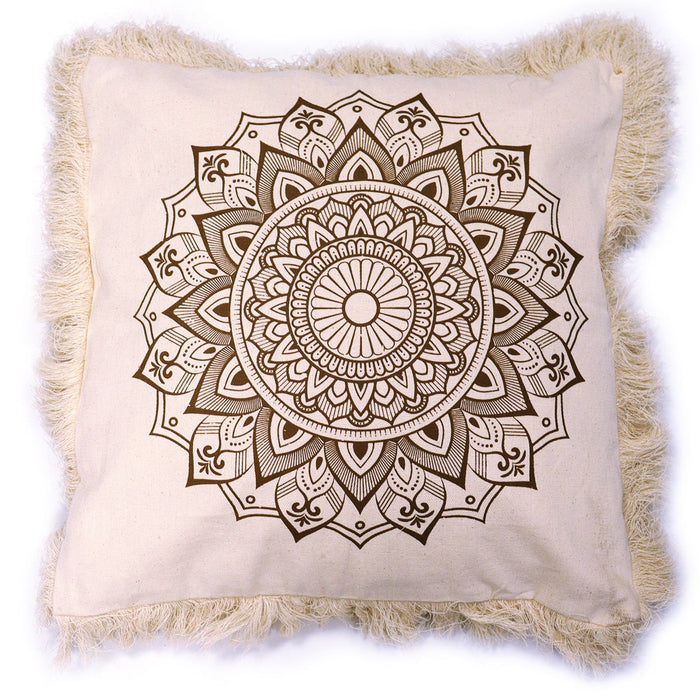 Cotton Cushion Cover - Lotus Mandala, Bronze