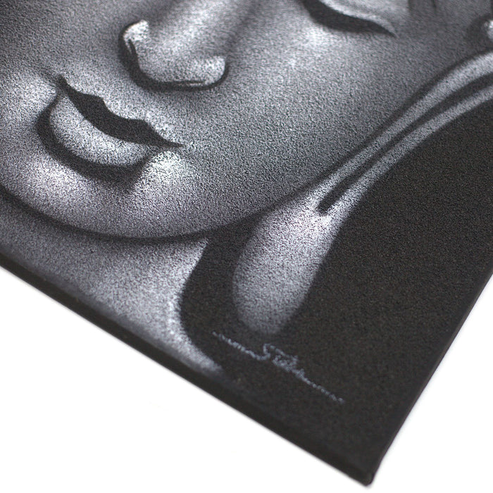 Painted Canvas - Grey Buddha Face, Sand Finish