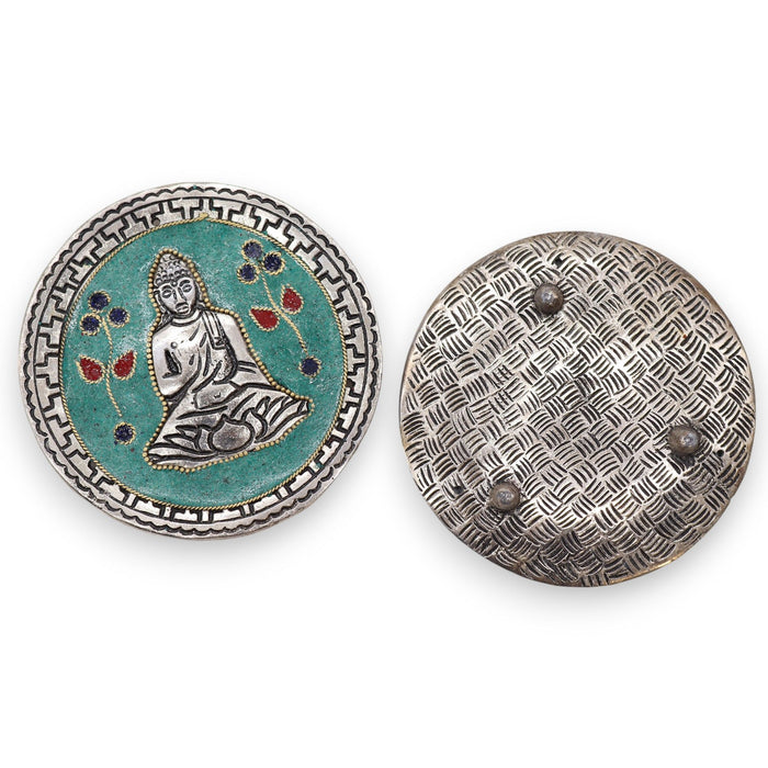 Räucherstäbchenhalter aus poliertem Aluminium – Buddha, Grün