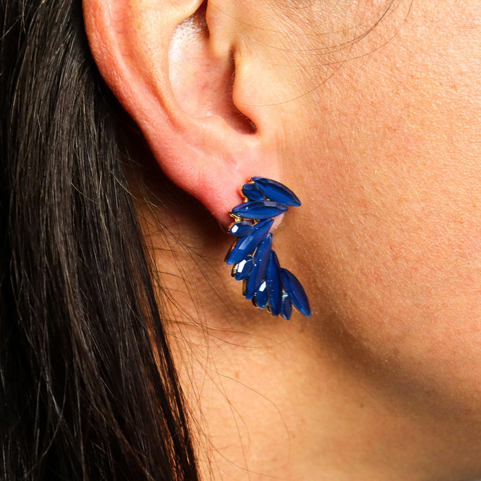 Nymph Aurora Glass Earrings - Angel Wings, Royal Blue