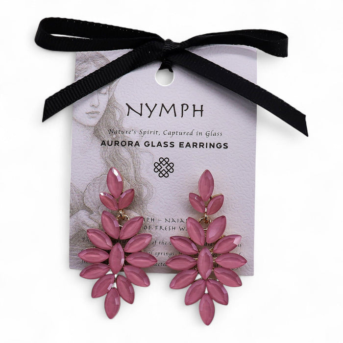 Nymph Aurora Glass Earrings - Long Drop, Soft Pink