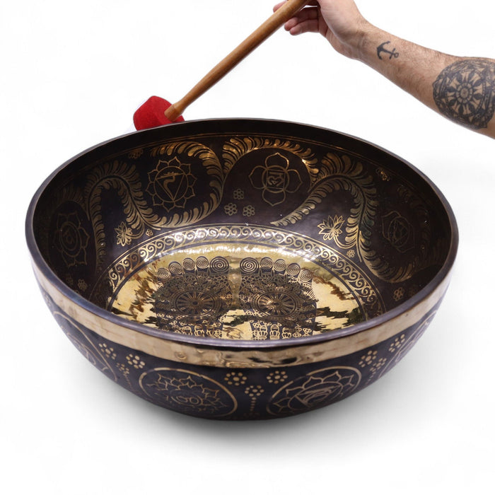 Huge Vibrational Feet Standing Bowl - Engraved, 50cm