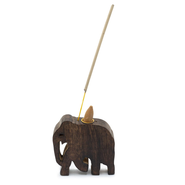 Elefanten-Räucherstäbchenhalter aus Mangoholz