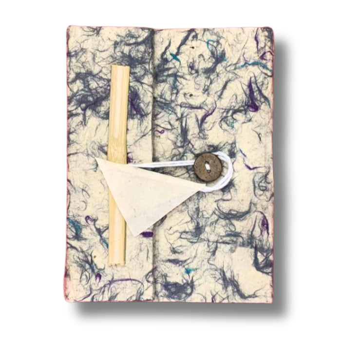 Notizbuch aus Lokta-Baumwolle und Lesezeichen – Gemischtes Blau (20,3 x 15,2 cm)