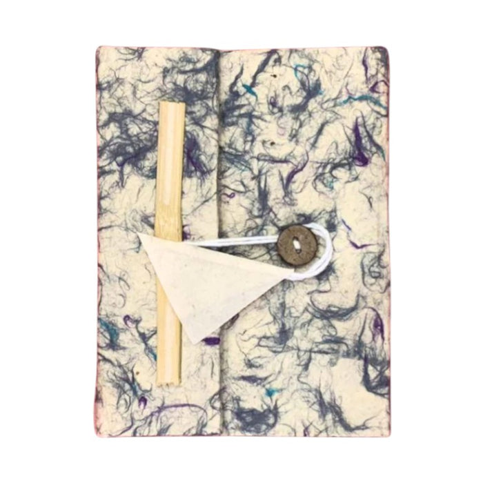 Notizbuch aus Lokta-Baumwolle und Lesezeichen – Gemischtes Blau (20,3 x 15,2 cm)