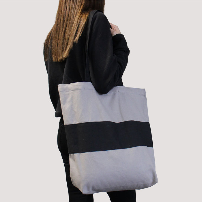 Two Tone Cotton Bag - Grey & Black