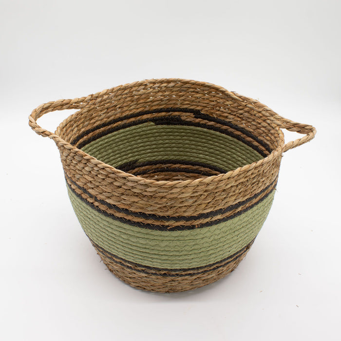 Große Seegras- & Baumwollkörbe – Natur, Schwarz & Grün – 3er-Set