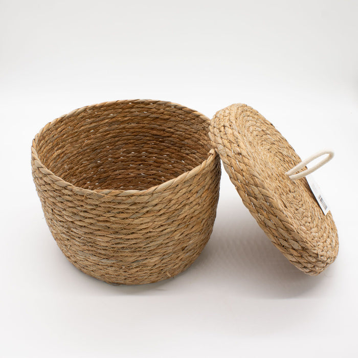 Seegras- & Baumwollkörbe mit Deckel – Natur – 3er-Set