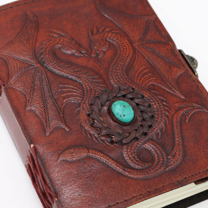 Leder Notizbuch - Zwei Drachen (18x13 cm)