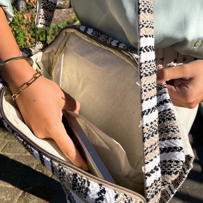 Banjar Laptoptasche – Creme & Grau