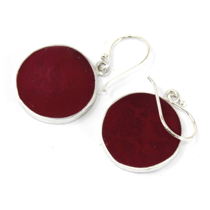 Sterling Silver & Coral Effect Earrings - Tree of Life