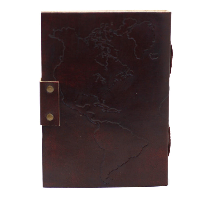 Leder Notizbuch – Weltkarte (18x13 cm)