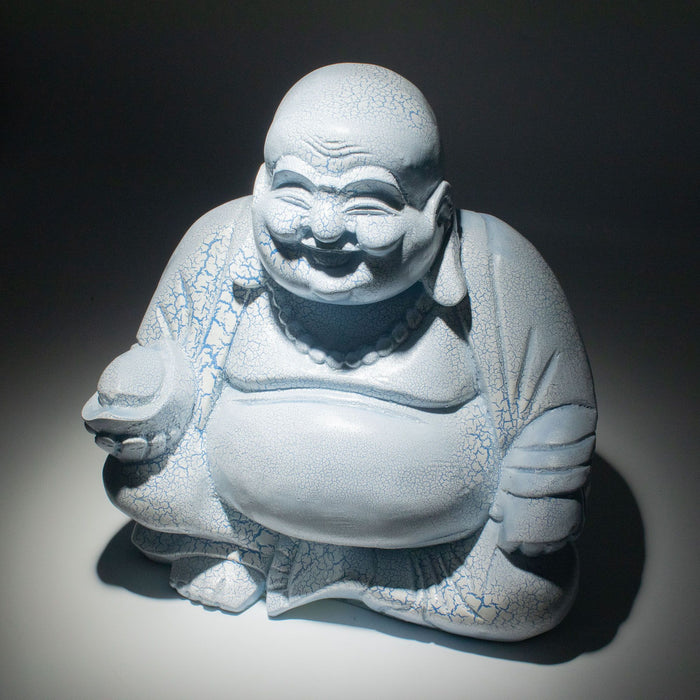 Buddha Glow Lamp - Laughing,  Sky Blue Crackle