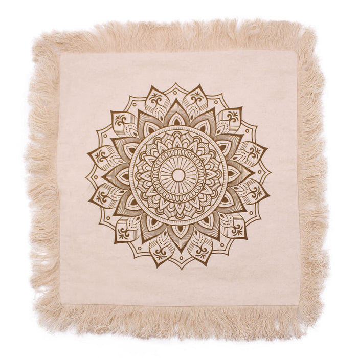 Cotton Cushion Cover - Lotus Mandala, Bronze