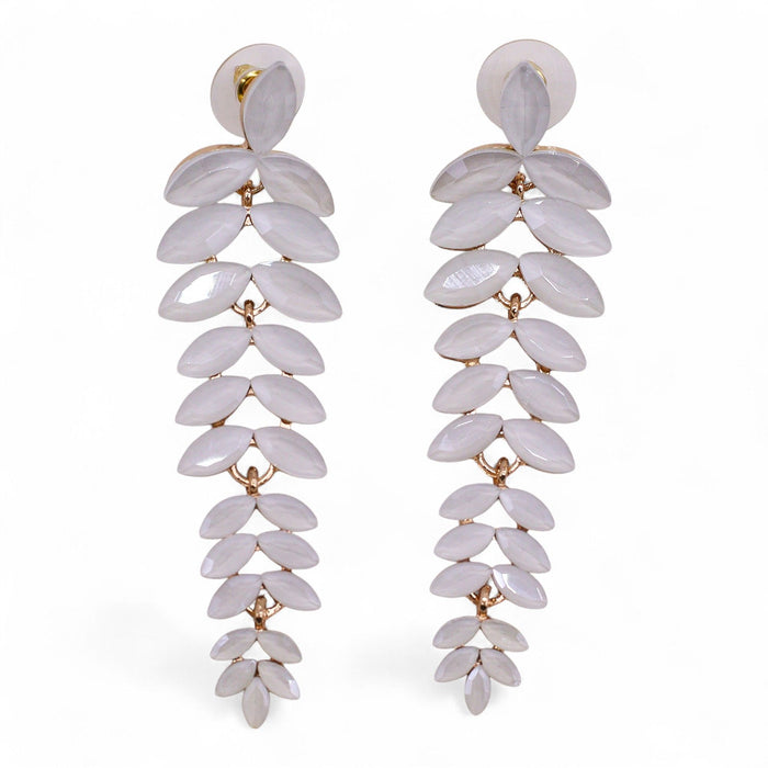 Nymph Aurora Glass Earrings - Long Drop, Pearl