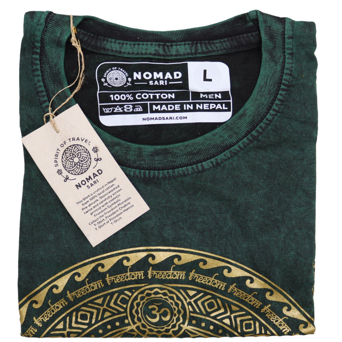 Stonewashed Cotton T-Shirt – Chakra, Green (Large)