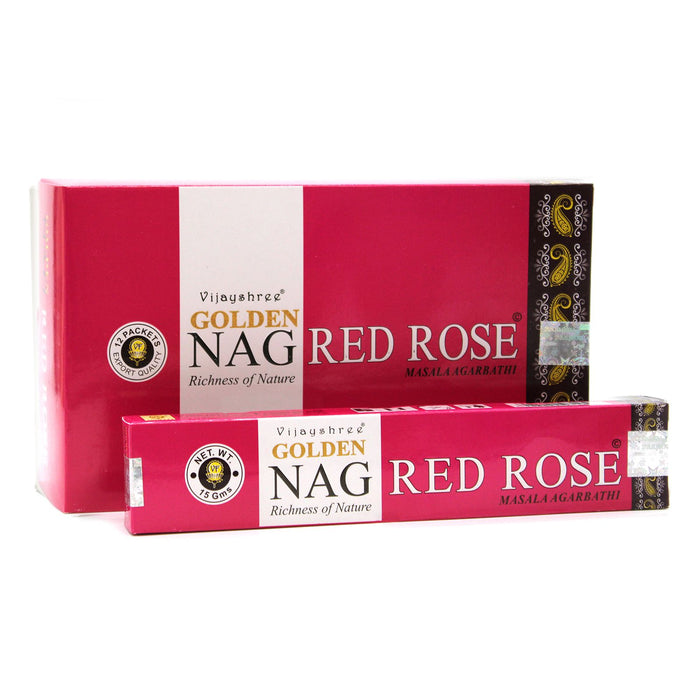 Bâtonnets d'encens Vijayshree Golden Nag, 15g - Rose Rouge