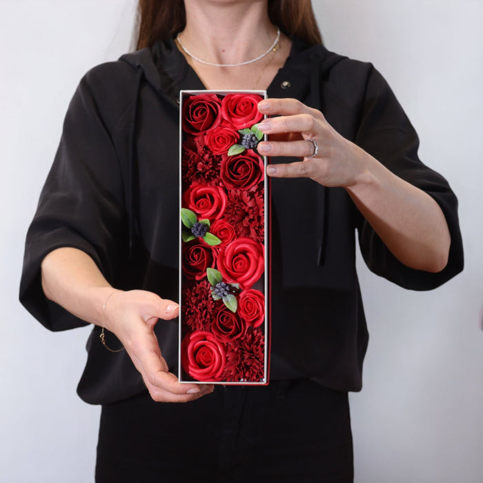Seifenblumen Geschenkbox - Klassische rote Rosen