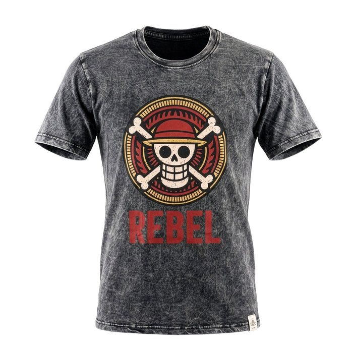Stonewashed-Baumwoll-T-Shirt – Rebel, Anthrazit (Small)