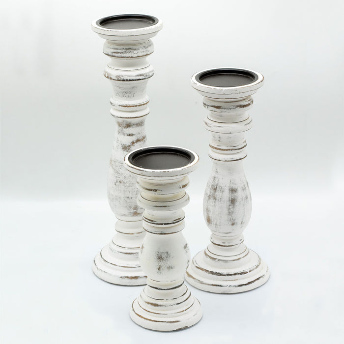 Large Candle Stand - Whitewash