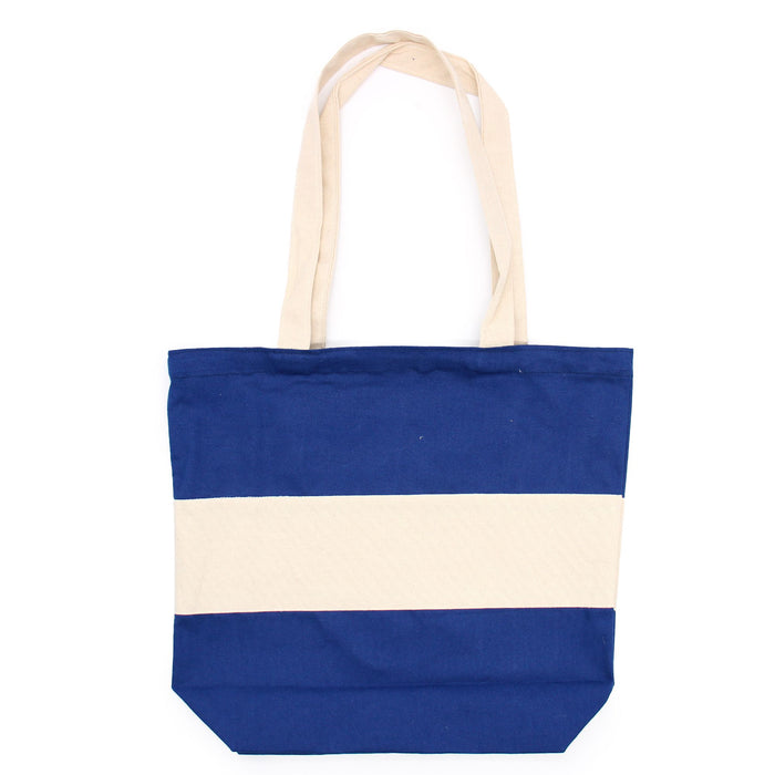 Two Tone Cotton Bag - Blue & Natural