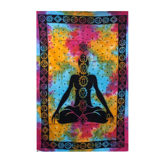 Single Cotton Bedspread / Wall Hanging - Chakra Buddha