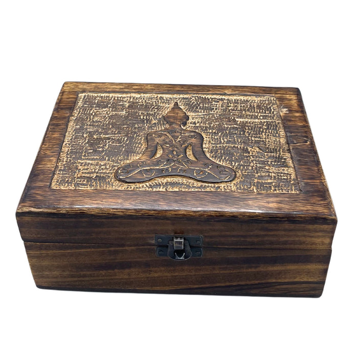 Geschnitzte Mango-Holz-Schatulle - Buddha