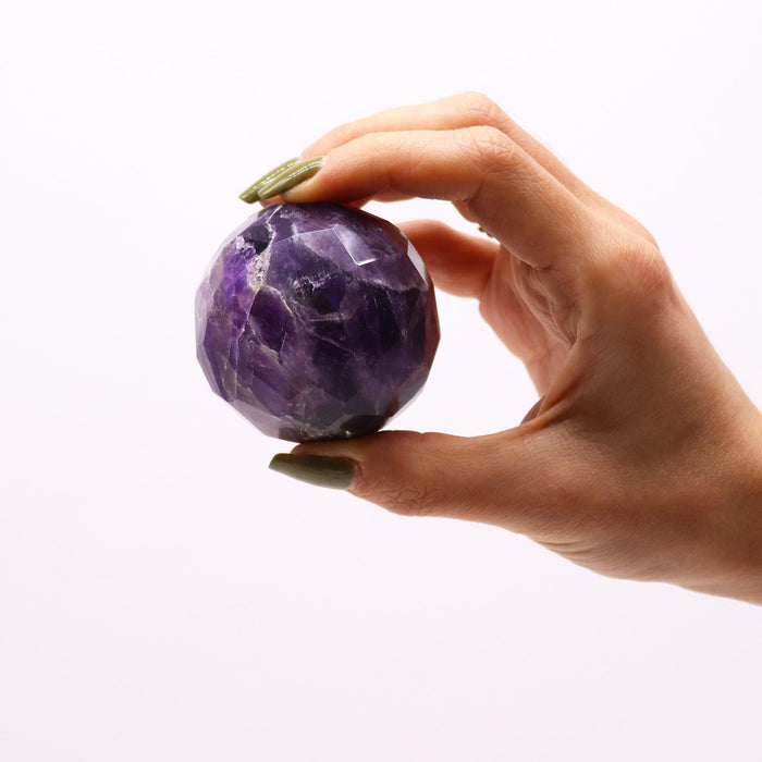Faceted Gemstone Healing Ball - Amethyst