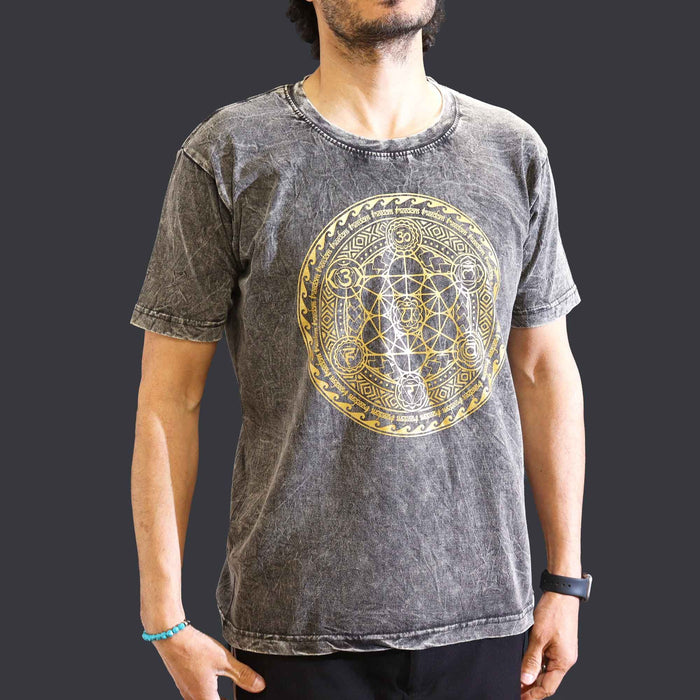 Stonewashed Cotton T-Shirt – Chakra, Dark Grey (Medium)