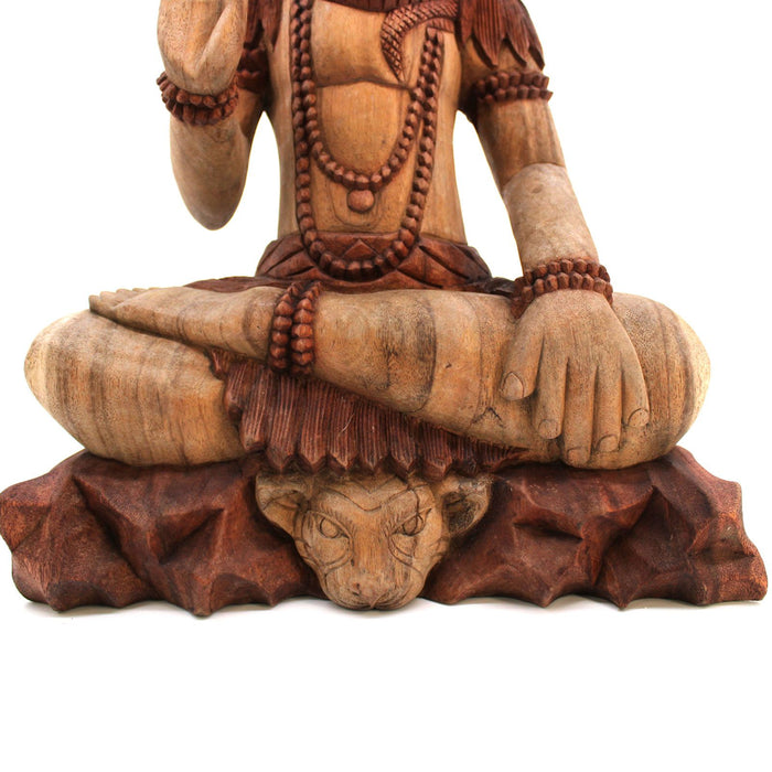 Geschnitzte Shiva-Holzfigur mit Kobra – 50cm