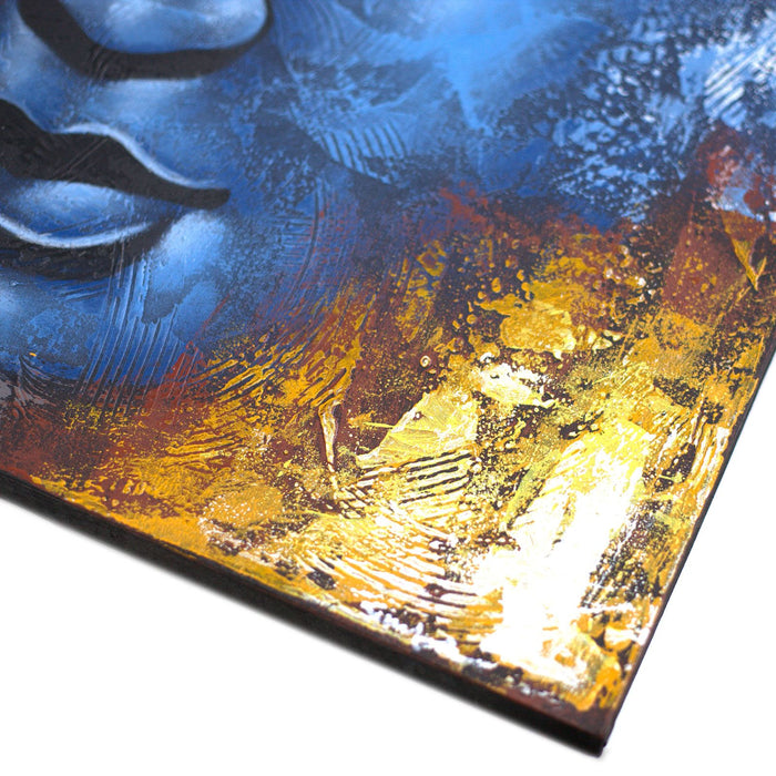 Bemalte Leinwand - Blaues Buddha-Gesicht, Abstrakt